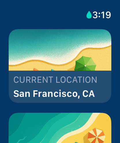 SurfTap current location screen