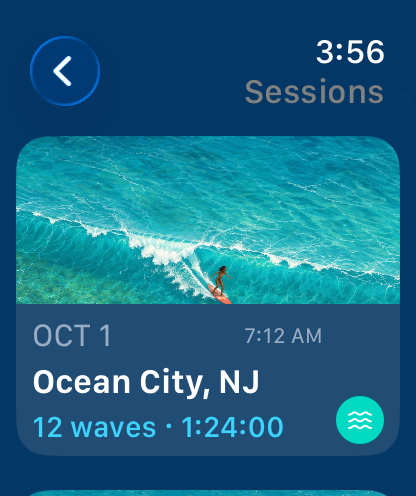 SurfTap sessions list