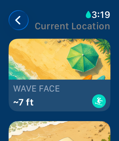 SurfTap wave face card
